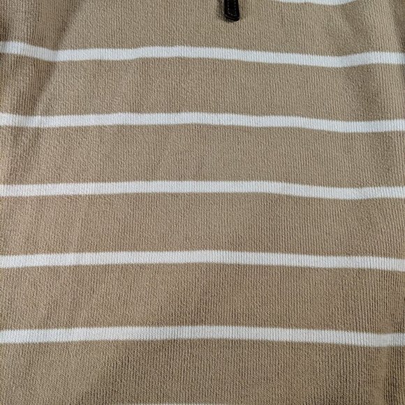 Land's End Quarter 1/4 Zip Pullover Sweater Beige Tan Striped Long Sleeve XXL 2X - Picture 6 of 14